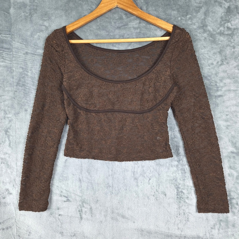 Womens Top‎ Small Brown Babydoll Y2K Goblincore Forest Fairy Cropped Earthy Boho